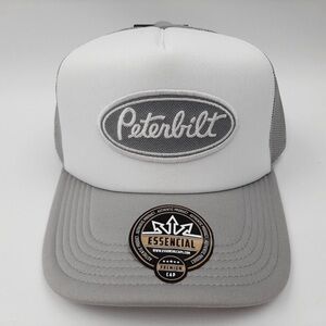 Peterbilt Baseball Cap Hat Foam Trucker Mesh Snapback Gray Embroidered Patch
